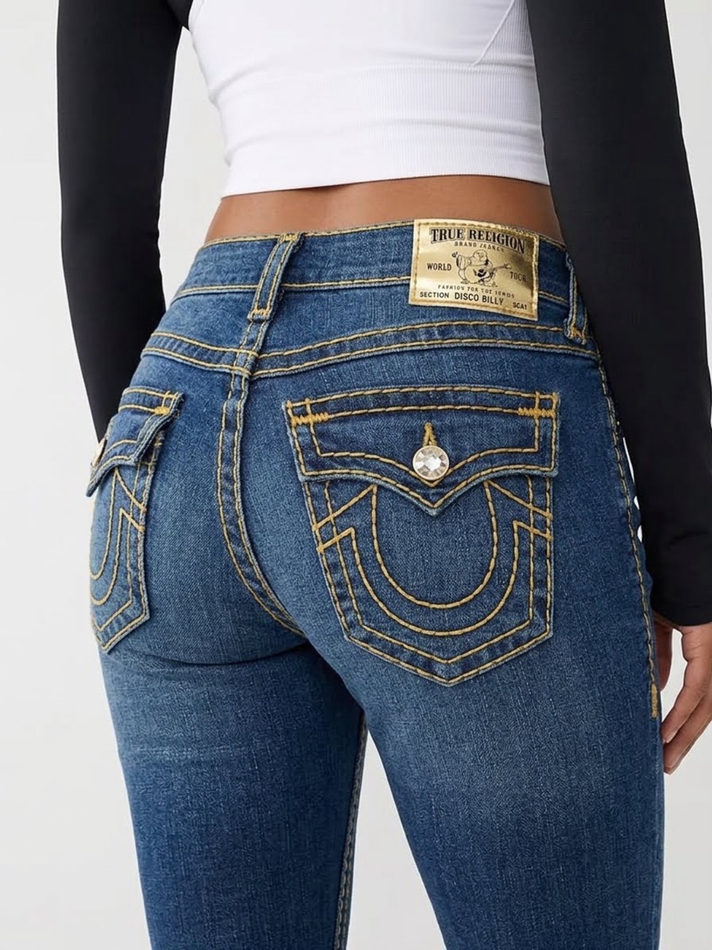 True Religion Disco Billy Swarovski Crystal Super T Jeans Size 25 - Made in USA